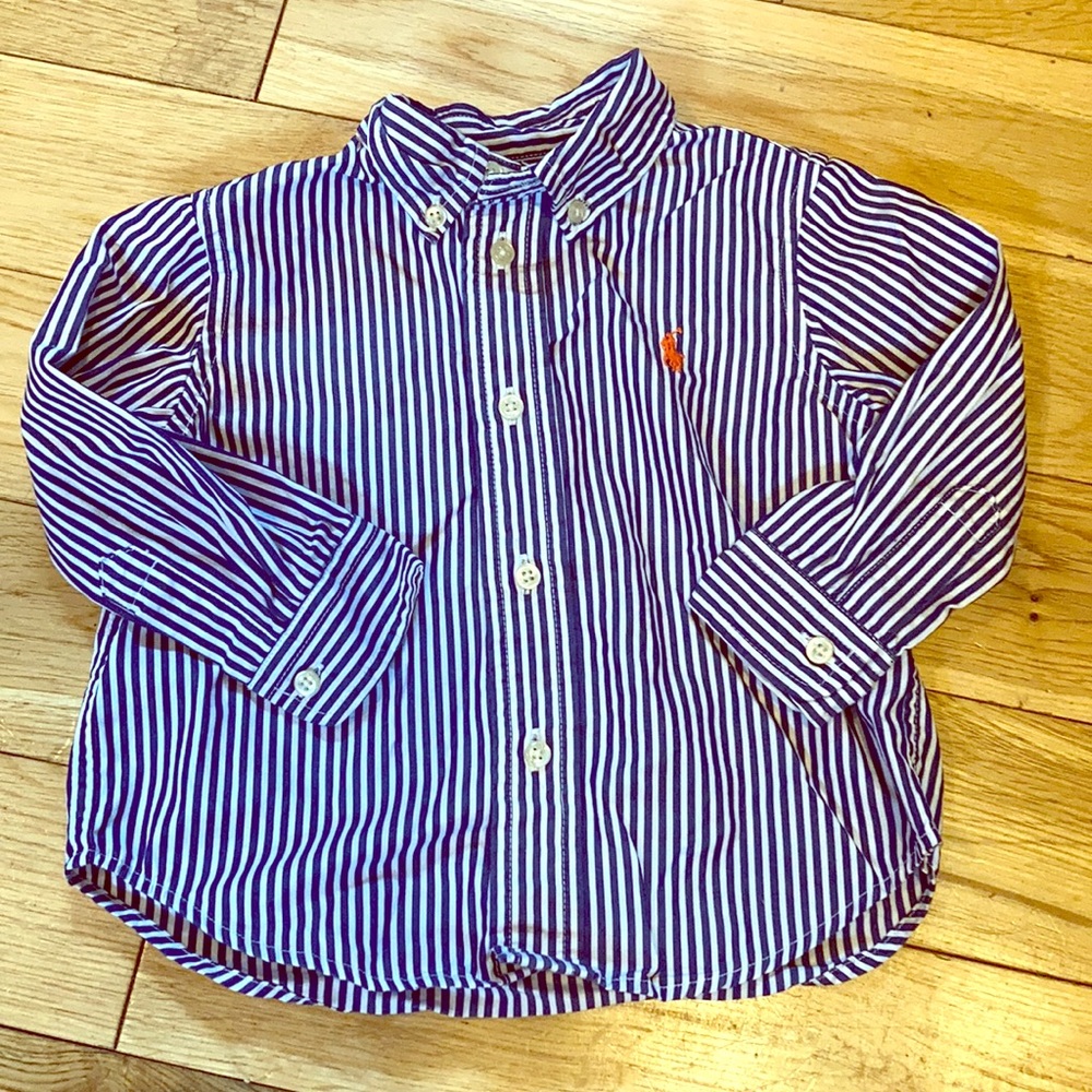 Polo by Ralph Lauren Blue and White Striped Button Down Shirt